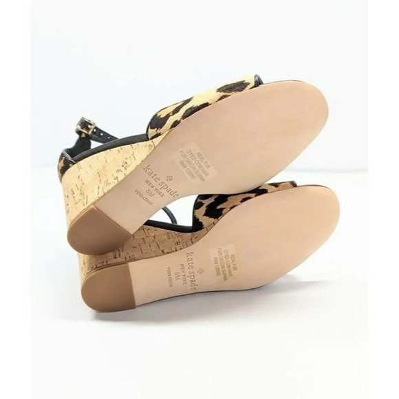 Kate Spade Women's Lonnie Leopard Calf Hair Wedge Sandals Size 6 M (MSRP $198) - Picture 9 of 12
